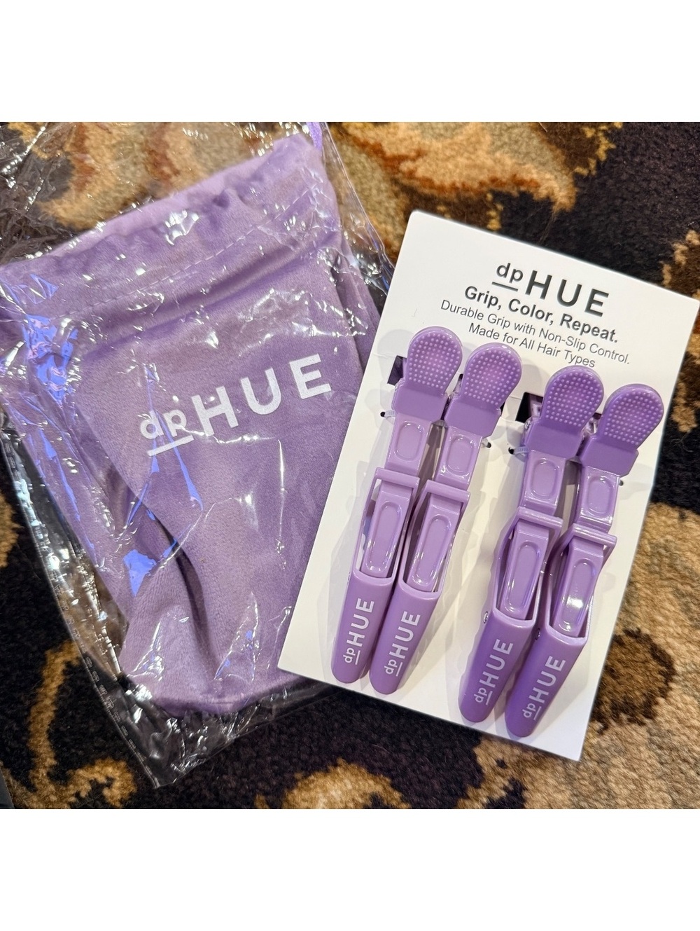 dpHUE Durable Grip Hair Clips Set in Purple - 4 Clips with Non-Slip Control